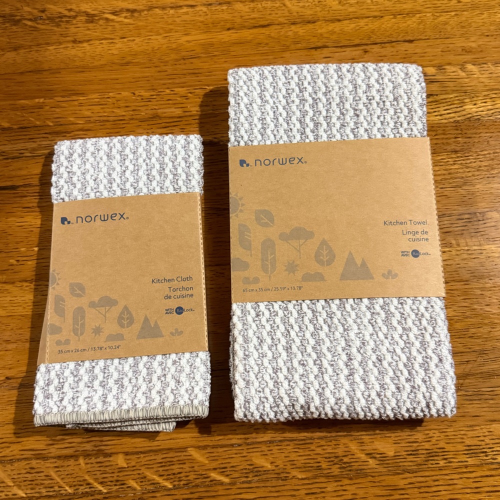 Norwex Kitchen Towel and Kitchen Cloth Set of 2 Heathered Oatmeal NWT - Picture 10 of 11